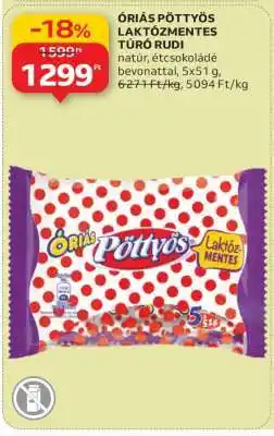 Auchan Óriás Pöttyös Laktózmentes Túró Rudi ajánlat