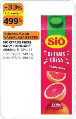 Auchan SIÓ CITRUS FRISS VAGY LIMONÁDÉ ajánlat