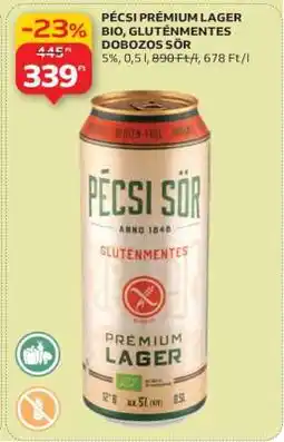 Auchan Pécsi Prémium Lager Bio Gluténmentes Dobozos Sör ajánlat