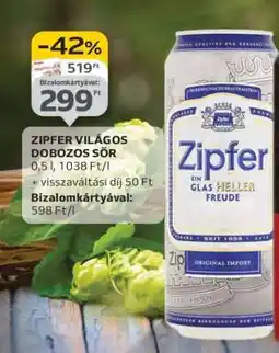Auchan ZIPFER VILÁGOS DOBOZOS SÖR ajánlat