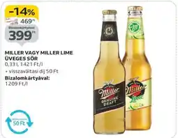 Auchan Miller vagy Miller Lime üveges sör ajánlat