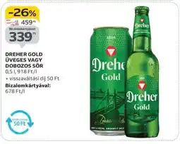 Auchan DREHER GOLD ÜVEGES VAGY DOBOZOS SÖR ajánlat