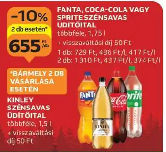 FANTA, COCA-COLA VAGY SPRITE SZÉNSAVAS ÜDÍTŐITAL