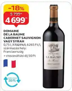 Auchan DOMAINE DE LA BAUME CABERNET SAUVIGNON VAGY SYRAH ajánlat