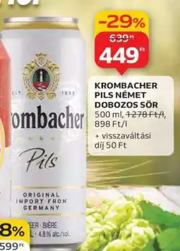 Auchan Krombacher Pils Német Dobozos Sör ajánlat