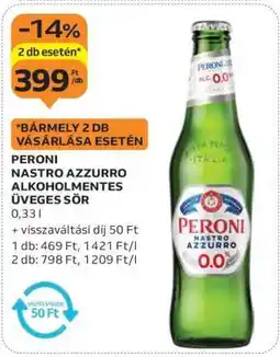Auchan PERONI NASTRO AZZURRO ALKOHOLMENTES ÜVEGES SÖR ajánlat
