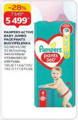 Auchan Pampers Active Baby Jumbo Pack Pants Bugyipelenka ajánlat