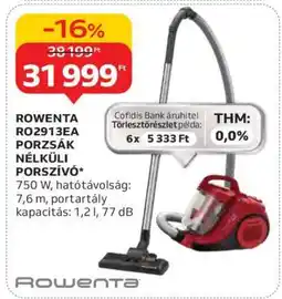 Auchan ROWENTA RO2913EA PORZSÁK NÉLKÜLI PORSZÍVÓ ajánlat