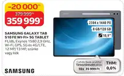 Auchan Samsung Galaxy Tab S10 FE Wi-Fi + 5G Tablet ajánlat