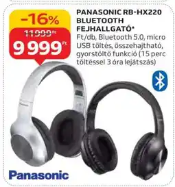 Auchan PANASONIC RB-HX220 BLUETOOTH FEJHALLGATÓ ajánlat