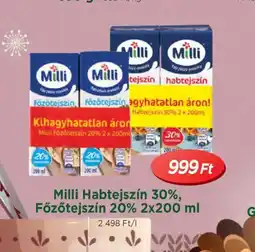Real Milli Habtejszín 30%, Főzőtejszín 20% ajánlat