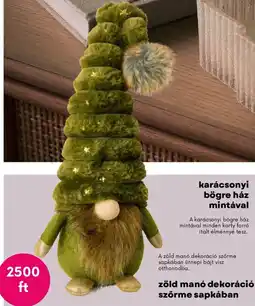 Pepco Zöld manó dekoráció szőrme sapkában ajánlat