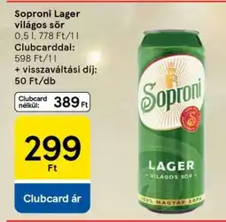 Tesco Soproni Lager világos sör ajánlat