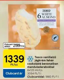Tesco Tesco vaníliaízű jégkrém fehér csokoládé bevonatban manduladarabokkal ajánlat