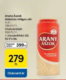 Tesco Arany Ászok dobozos világos sör ajánlat