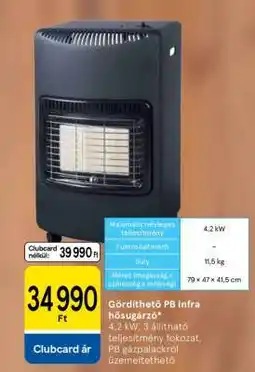 Tesco Gördíthető PB infra hősugárzó ajánlat