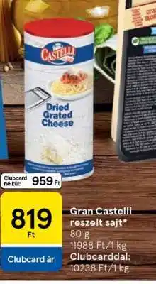 Tesco Gran Castelli reszelt sajt ajánlat