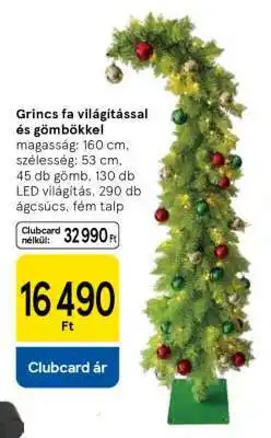 Tesco Grincs fa világítással és gömbökkel ajánlat