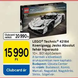 Tesco LEGO Technic 42184 Koenigsegg Jesko Absolut fehér hiperautó ajánlat