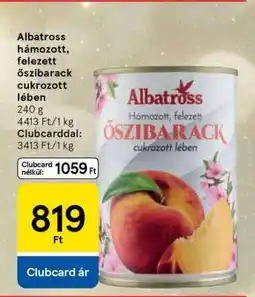 Tesco Albatross hámozott, felezett őszibarack cukrozott lében ajánlat