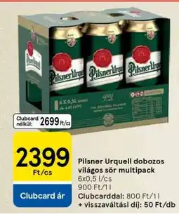 Tesco Pilsner Urquell dobozos világos sör multipack ajánlat