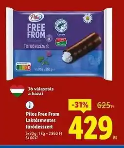 Lidl PILOS FREE FROM Laktózmentes túródesszert ajánlat