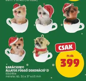 PENNY KARÁCSONYI ÁLLATOS FÜGGŐ DEKORÁCIÓ ajánlat