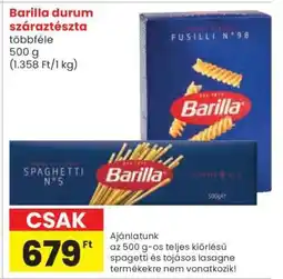Spar Barilla durum száraztészta ajánlat
