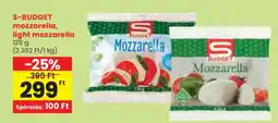 Spar S-BUDGET mozzarella, light mozzarella ajánlat