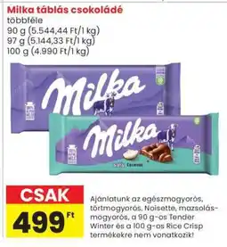 Spar MILKA Táblás csokoládé ajánlat