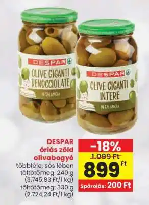 Spar DESPAR óriás zöld olívabogyó ajánlat