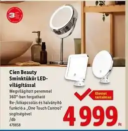 Lidl CIEN BEAUTY Sminktükör led-világítással ajánlat