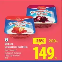 Lidl MILBONA Gyümölcsös túrókrém ajánlat