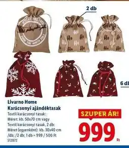 Lidl Livarno Home Karácsonyi ajándéktasak ajánlat