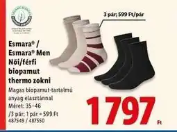 Lidl Esmara / Esmara Men Női/férfi biopamut thermo zokni ajánlat