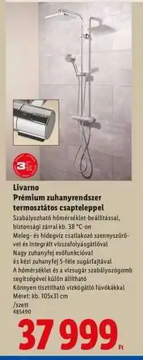 Lidl Livarno Prémium zuhanyrendszer termosztátos csapteleppel ajánlat