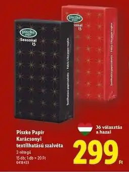Lidl Piszke Papír Karácsonyi textilhatású szalvéta ajánlat