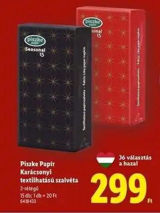 Lidl Piszke Papír Karácsonyi textilhatású szalvéta ajánlat
