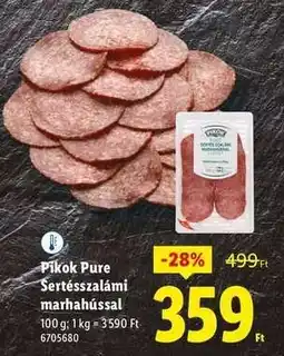 Lidl Pikok Pure Sertésszalámi marhahússal ajánlat