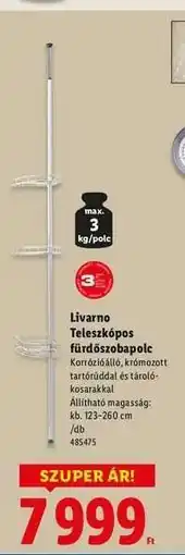 Lidl Livarno Teleszkópos fürdőszobapolc ajánlat