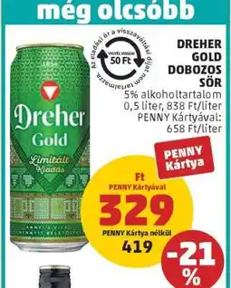 PENNY Dreher Gold Dobozos Sör ajánlat