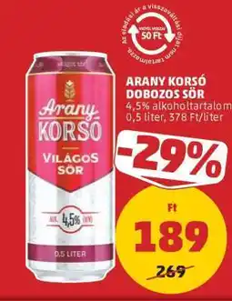 PENNY Arany Korsó Dobozos Sör ajánlat
