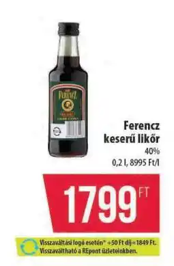 Coop Ferencz keserű likőr ajánlat
