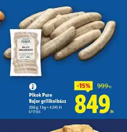 Lidl Pikok Pure Bajor grillkolbász ajánlat