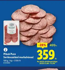 Lidl Pikok Pure Sertésszalámi marhahússal ajánlat