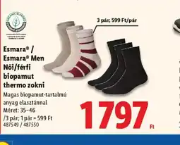 Lidl Esmara / Esmara Men Női/férfi biopamut thermo zokni ajánlat