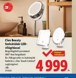 Lidl Cien Beauty Sminktükör LED-világítással ajánlat