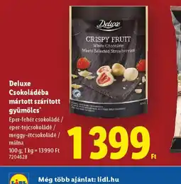 Lidl Deluxe Csokoládéba mártott szárított gyümölcs ajánlat