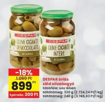 Interspar DESPAR óriás zöld olivabogyó ajánlat