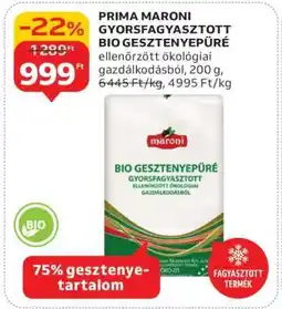 Auchan PRIMA MARONI GYORSFAGYASZTOTT BIO GESZTENYEPÜRÉ ajánlat